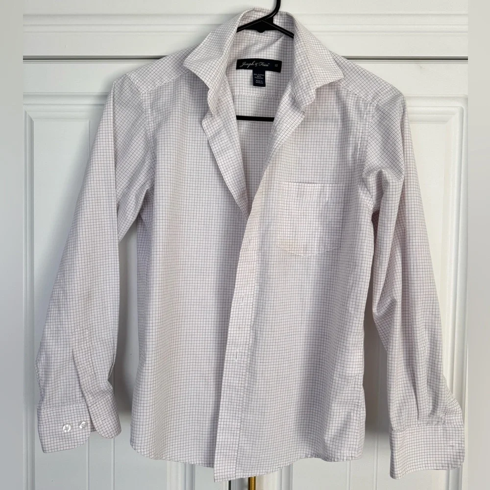Joseph & Feiss Boys's White Checkered Dress Shirt